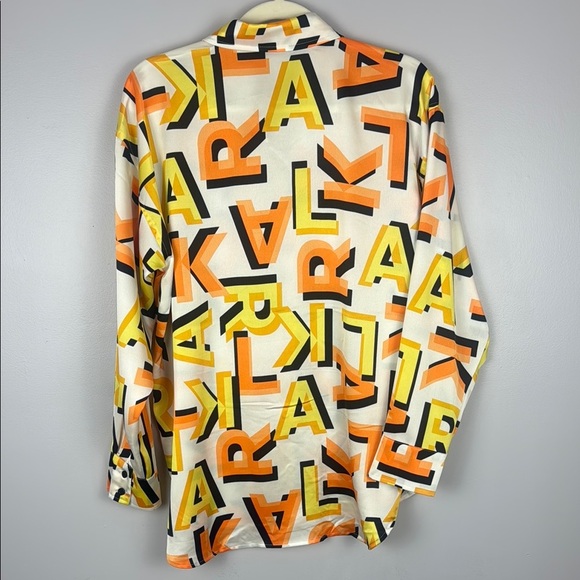 KARL LAGERFELD PARIS Logo Print Oversized Long Sleeve Shirt Size Small - Picture 12 of 15